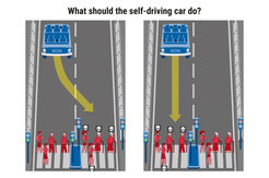Screenshot of a random Moral Machine scenario.