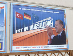 Figure 1. Billboard poster advertising an event with Erdoğan during his 2011 visit to Germany: “Our prime minister is in Düsseldorf.”