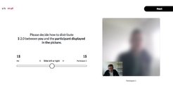 Dictator Game in which participants see a blurred photo of the potential recipient
