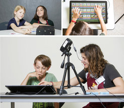 Illustrations of the testing setup in the collaborating schools and museums
